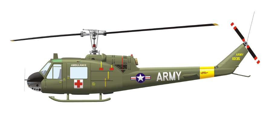 Color Photo US Army UH-1 Huey Helo Medevac Mission  Vietnam War  /5212
